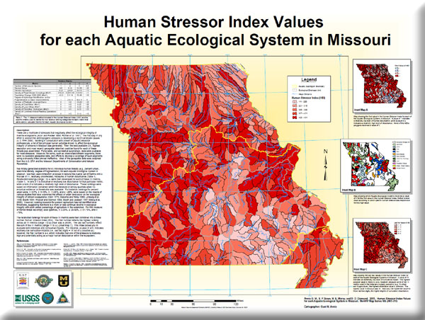 Poster: Human Stressor Index Values for each Aquatic Ecological System in Missouri